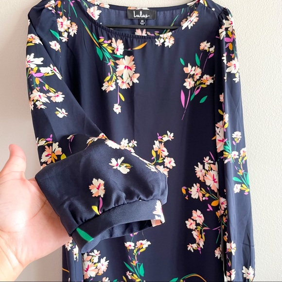 S O L D : Lulu’s Herbaceous Babe Navy Floral Print Shift Dress - Picture 5 of 14